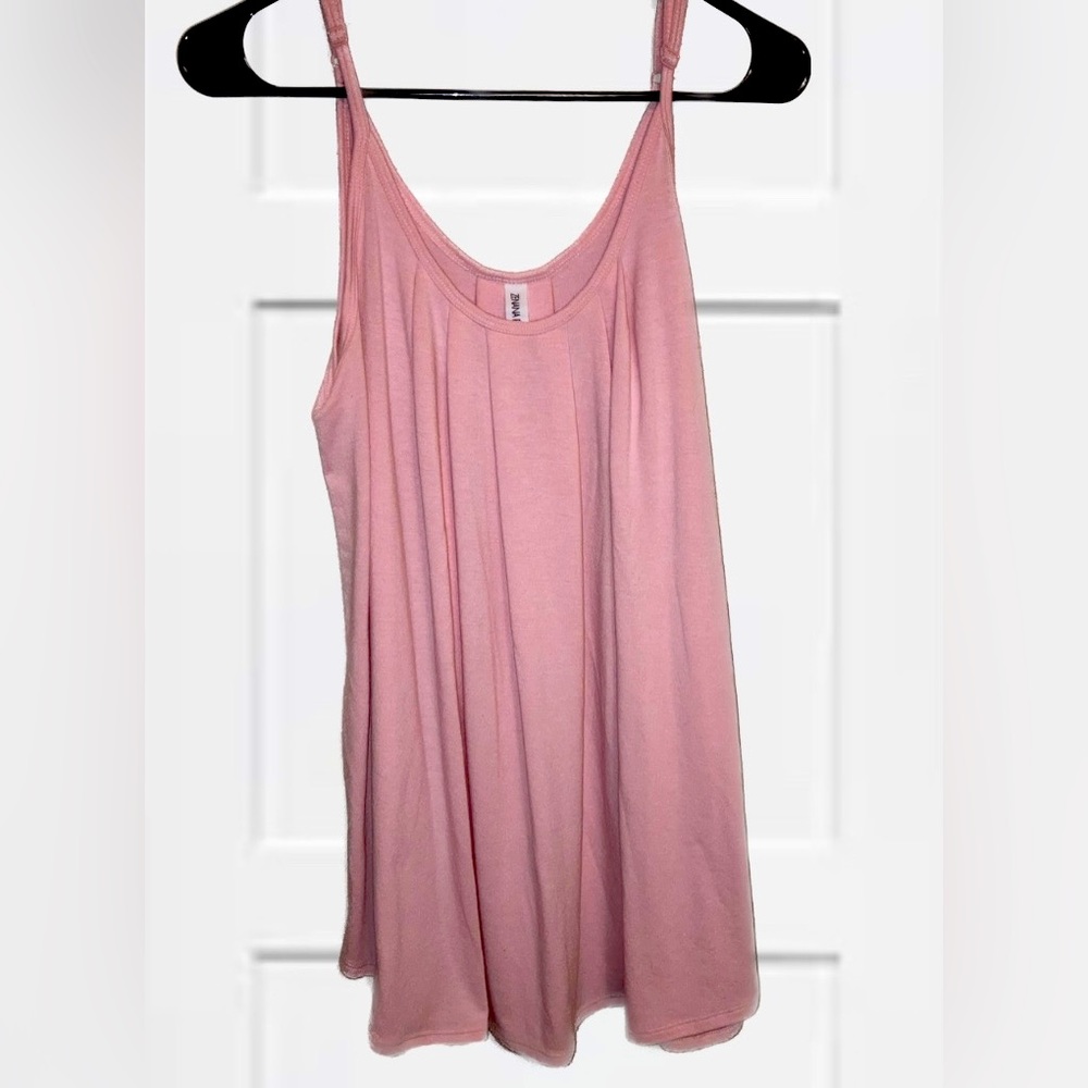 Zenana Premium Pleated Spaghetti (L/Pink) Cami Top
